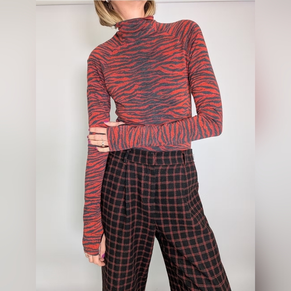 RARE NWT KENZO × H&M Ultra Thin Wool Sweater Tiger Lightweight Women 6 High Neck